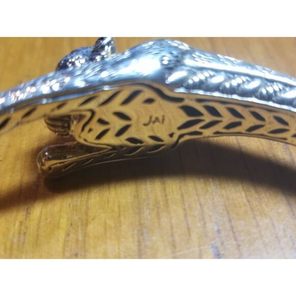 JAI Sterling Silver Leopard Hinged Cuff Bracelet J100326 - Picture 6 of 9